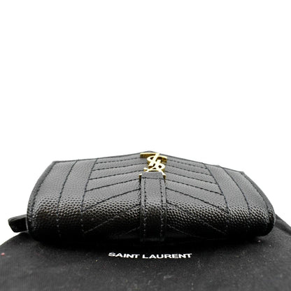 YVES SAINT LAURENT Gaby Small Envelope Quilted Leather Wallet Black