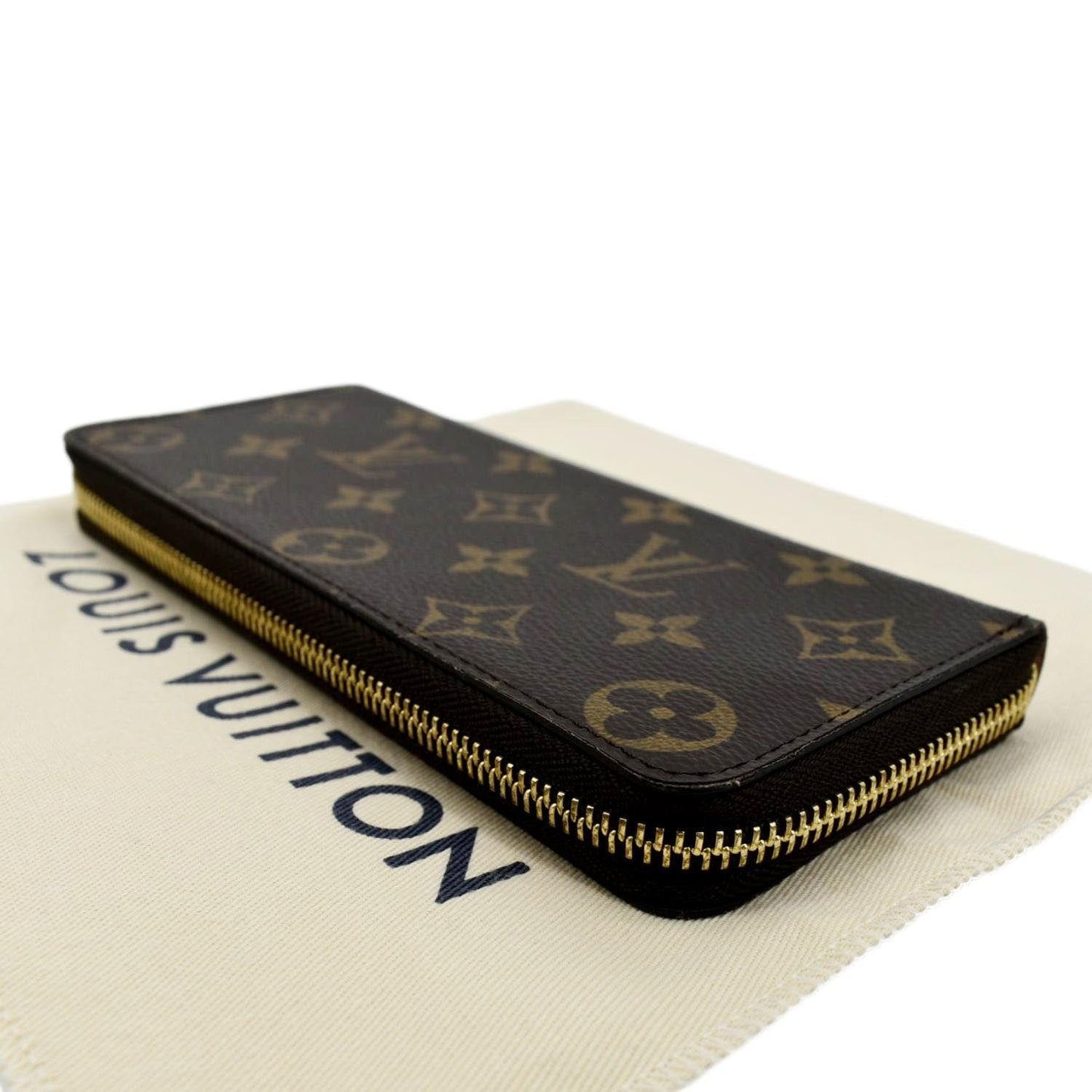 LOUIS VUITTON Clemence Monogram Canvas Zippy Wallet Brown