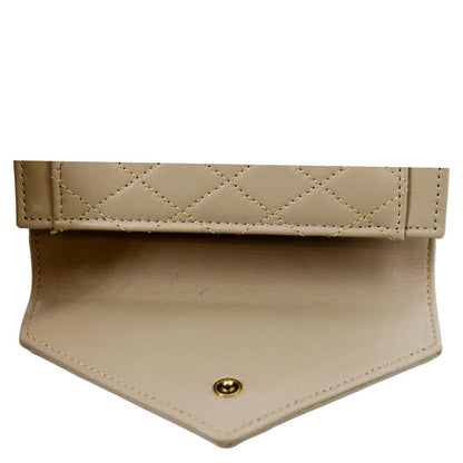 YVES SAINT LAURENT Gaby Small Envelope Quilted Leather Wallet Beige