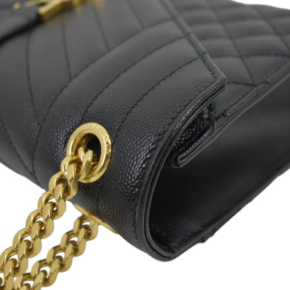 YVES SAINT LAURENT Envelope Flap Matelasse Leather Crossbody Bag Black