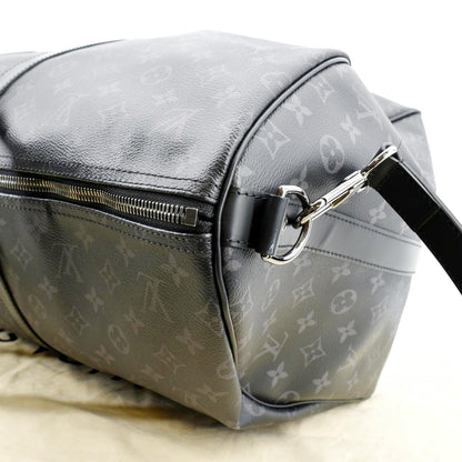 LOUIS VUITTON Keepall 55 Bandouliere Monogram Eclipse Travel Bag Black