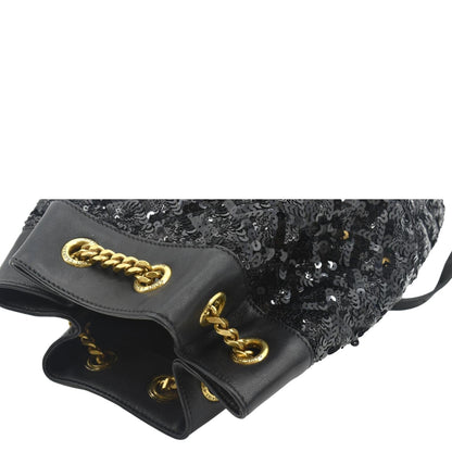 YVES SAINT LAURENT Sequin Leather Backpack Bag Black