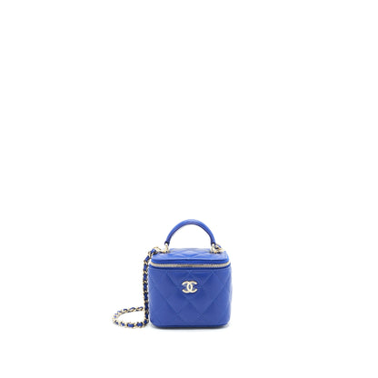 Chanel 21K mini Top handle Vanity with Chain Blue L