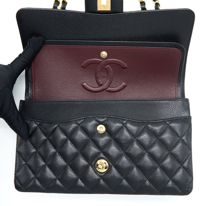 Chanel Medium Classic Double Flap Bag Caviar Black  (Microchip)