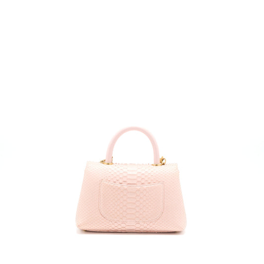 Chanel Small Coco Handle Python Leather Light Pink Brushed