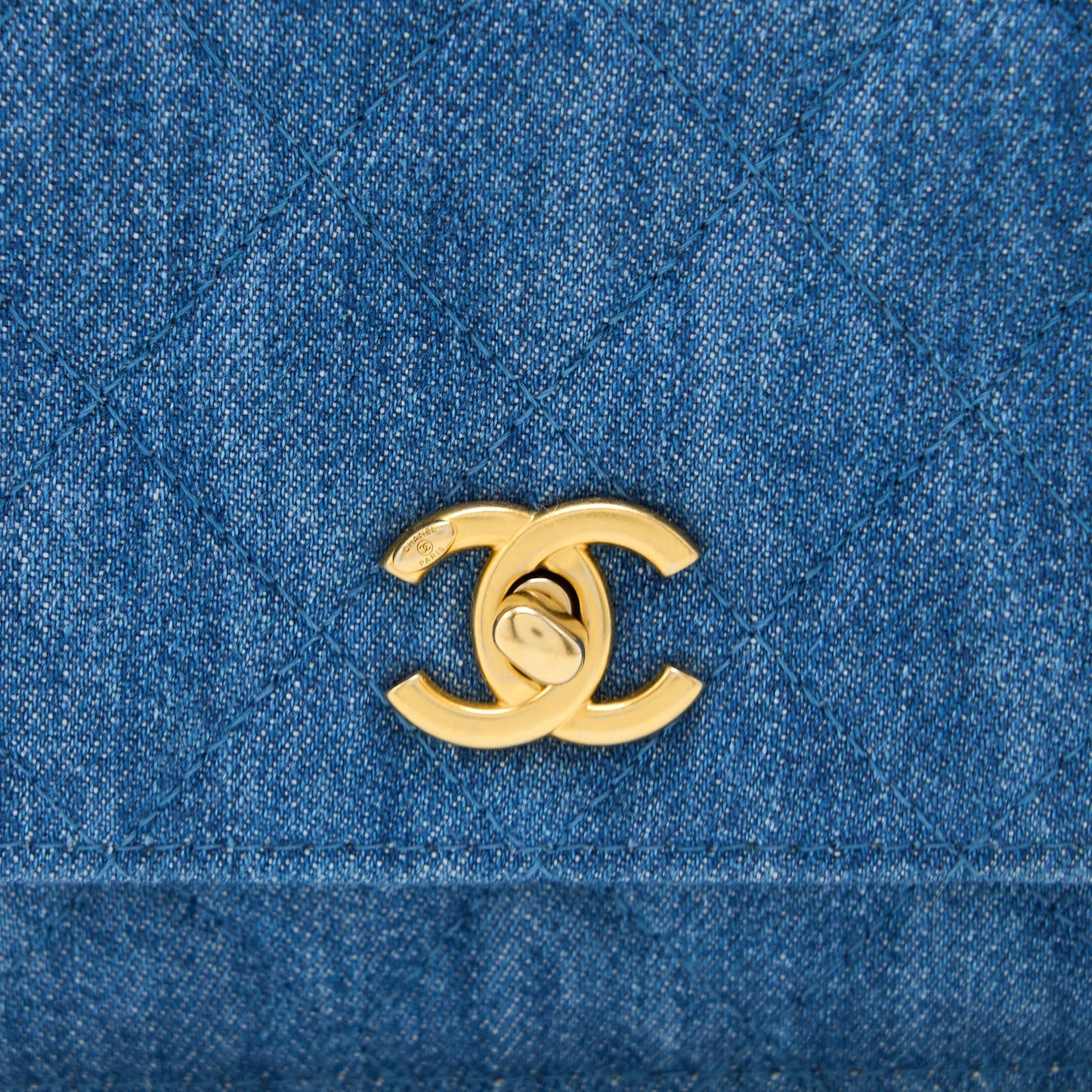 Chanel Pearl Crush Wallet on Chain Denim Light Blue  (Microchip)