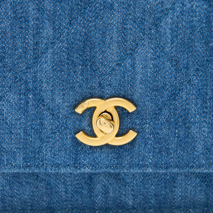 Chanel Pearl Crush Wallet on Chain Denim Light Blue  (Microchip)