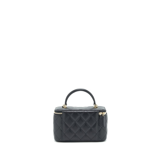 Chanel Top Handle Long Vanity with Chain lambskin black L