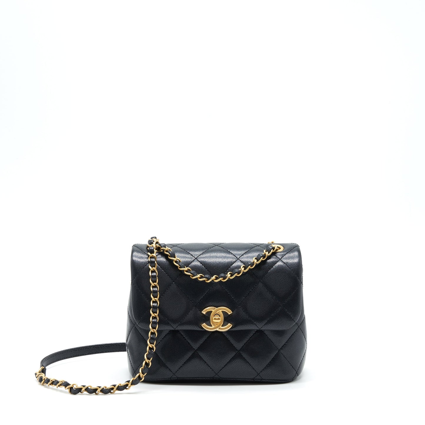 Chanel 22P New Square Flap Bag Caviar Black Brushed