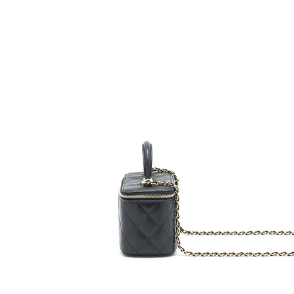 Chanel 21K top handle rectangular Vanity with chain Black L
