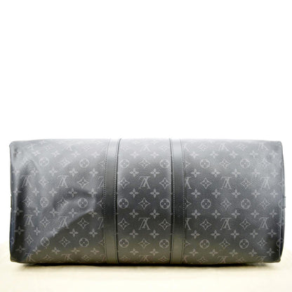 LOUIS VUITTON Keepall 55 Bandouliere Monogram Eclipse Travel Bag Black