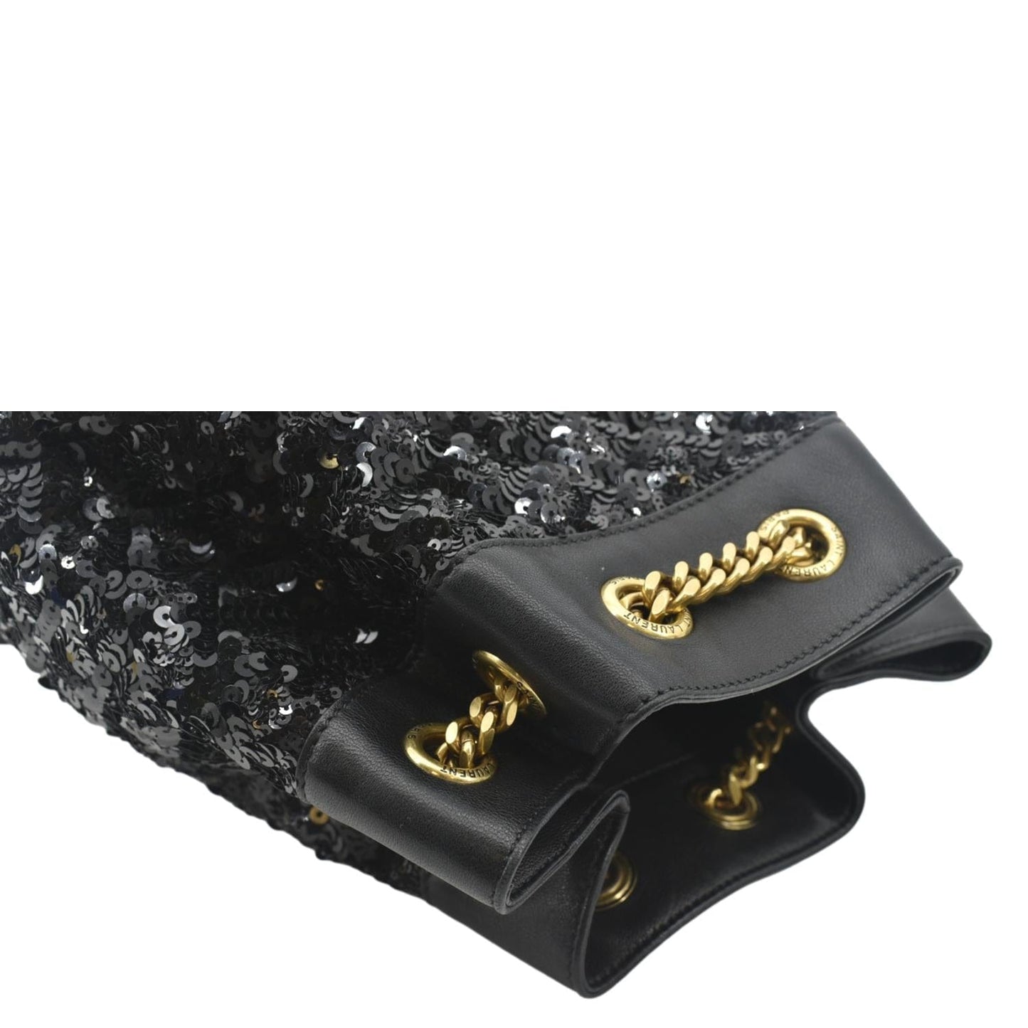 YVES SAINT LAURENT Sequin Leather Backpack Bag Black