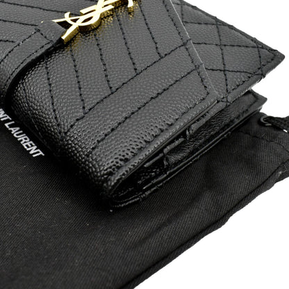 YVES SAINT LAURENT Gaby Small Envelope Quilted Leather Wallet Black