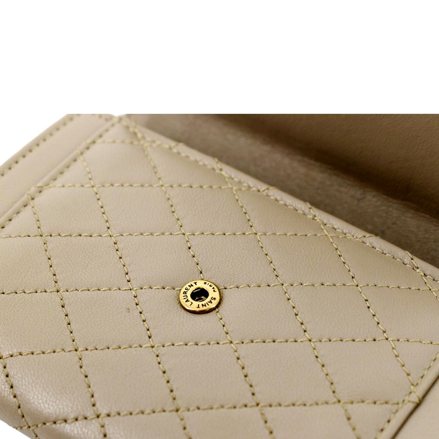 YVES SAINT LAURENT Gaby Small Envelope Quilted Leather Wallet Beige