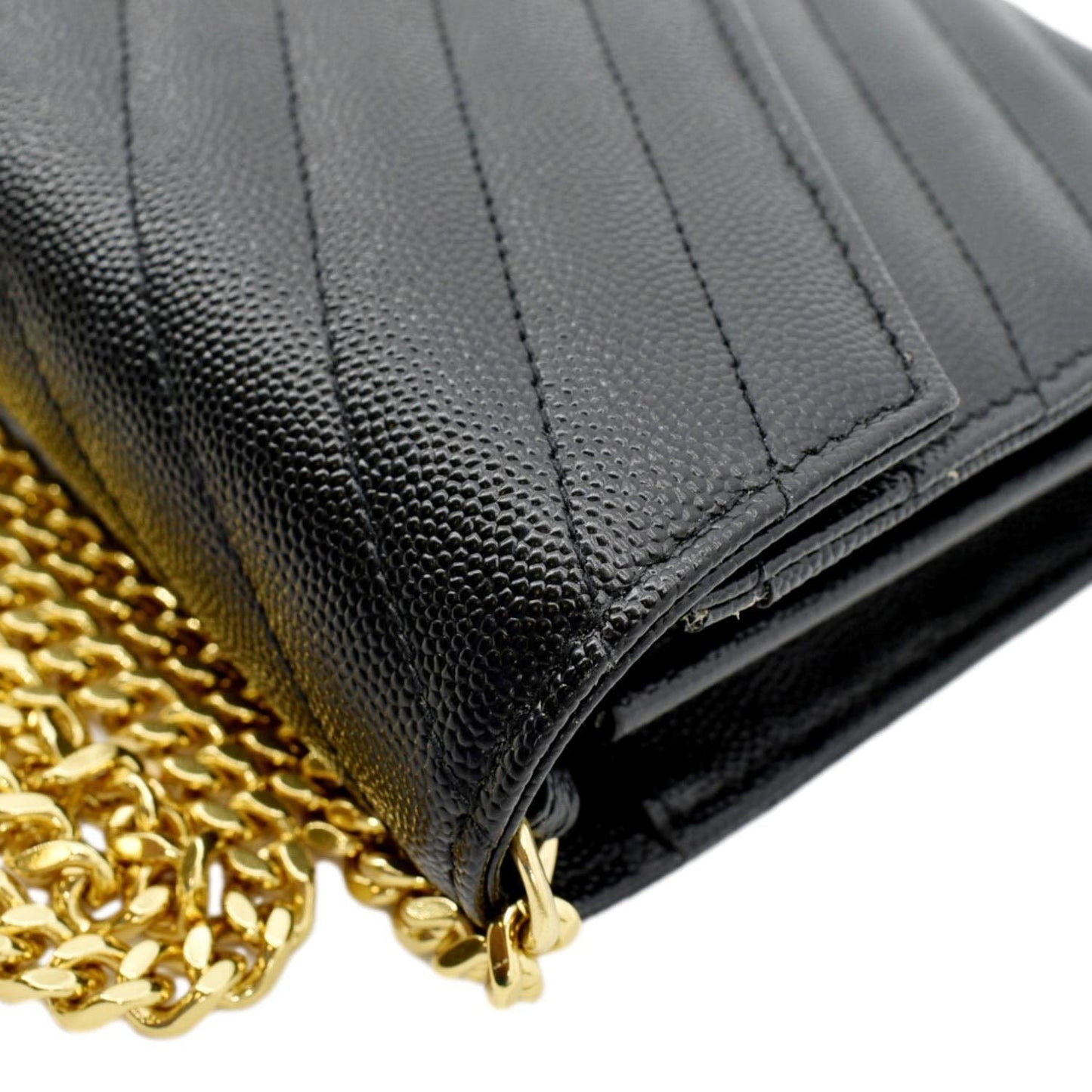 YVES SAINT LAURENT Cassandre Matelasse Chain Wallet Crossbody Bag Black