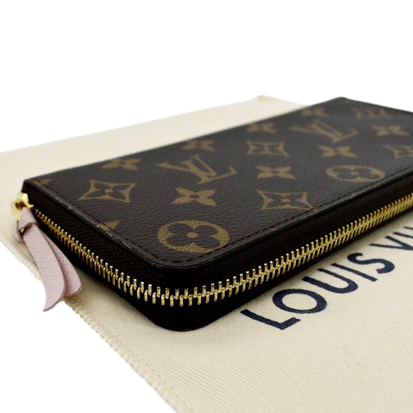 LOUIS VUITTON Clemence Monogram Canvas Zippy Wallet Brown