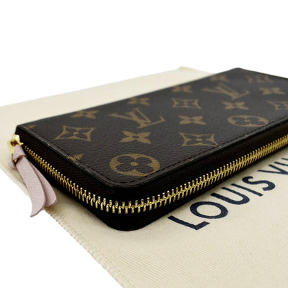LOUIS VUITTON Clemence Monogram Canvas Zippy Wallet Brown
