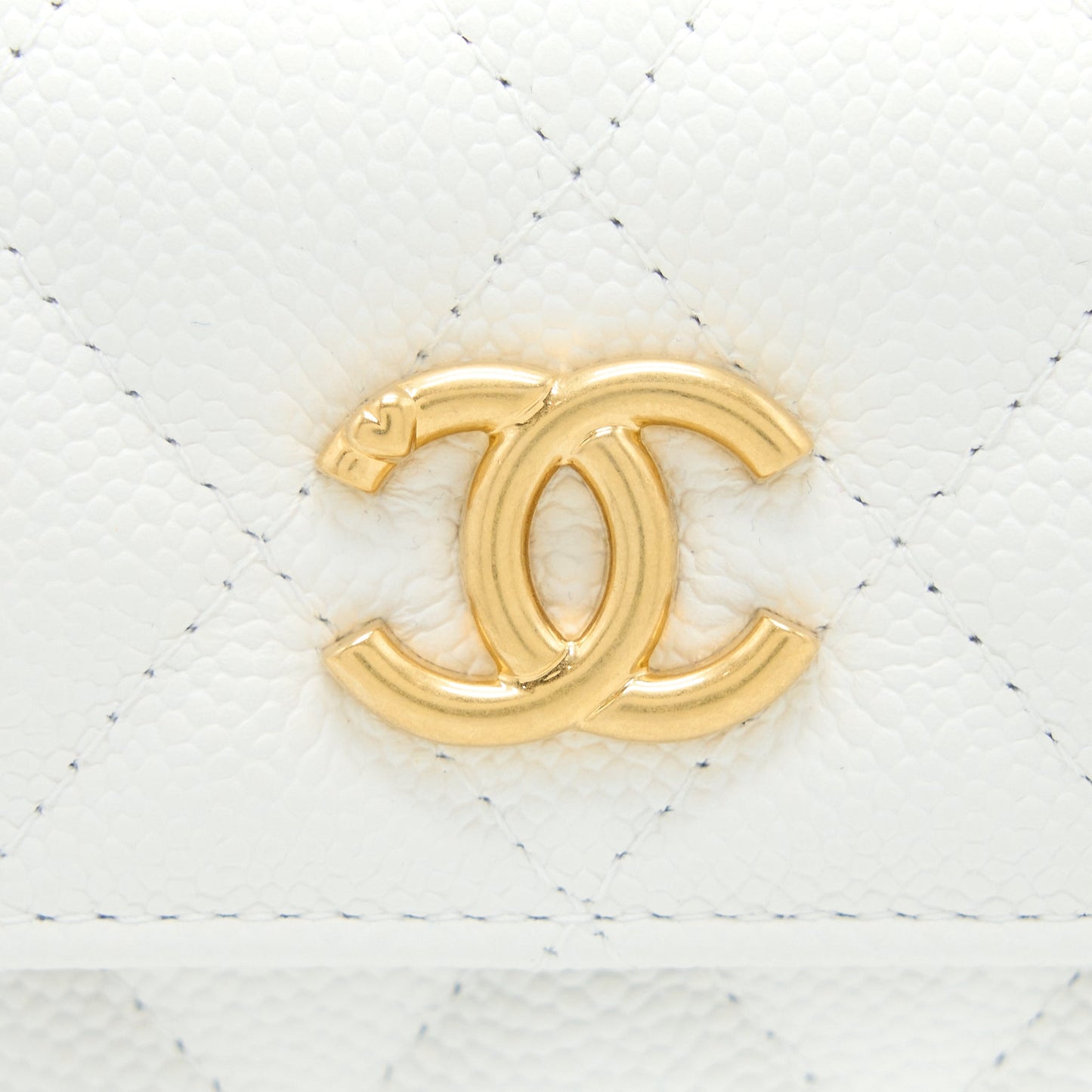 Chanel 23C Coco Love Mini Flap Bag with Chain Caviar White Brushed  (Microchip)