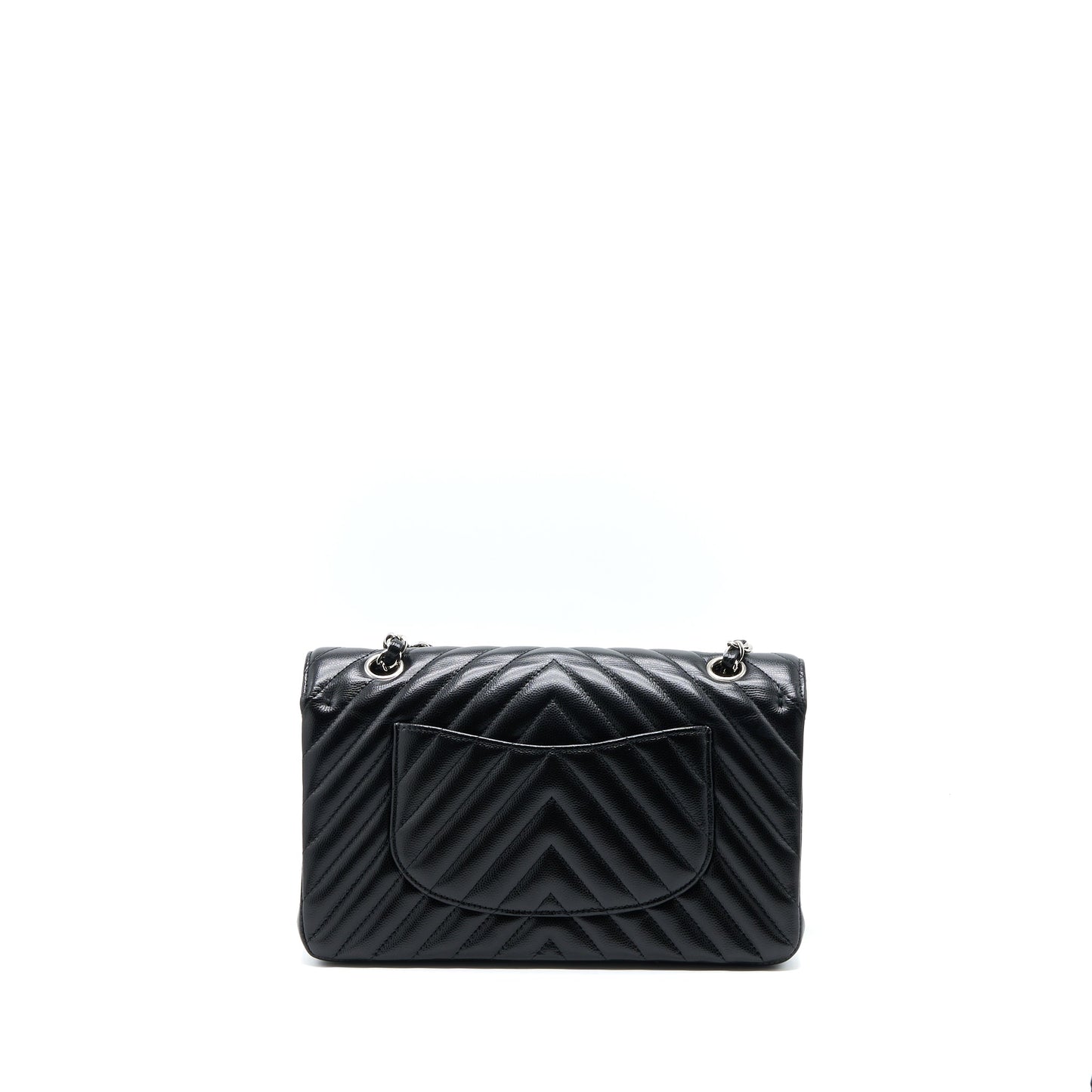 Chanel Medium Classic Double Flap Bag Chevron Caviar Black