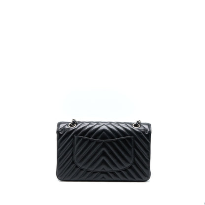 Chanel Medium Classic Double Flap Bag Chevron Caviar Black