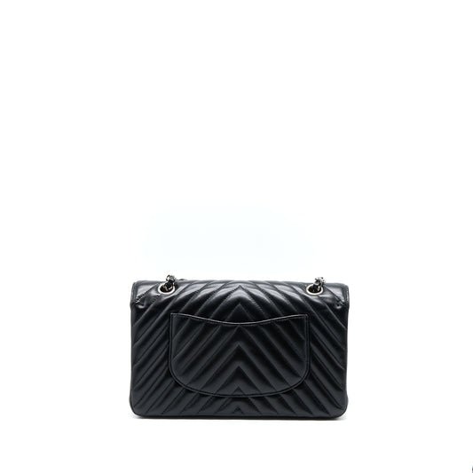 Chanel Medium Classic Double Flap Bag Chevron Caviar Black
