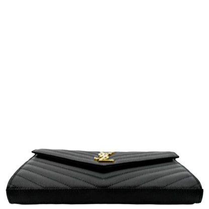 YVES SAINT LAURENT Cassandre Matelasse Chain Wallet Crossbody Bag Black