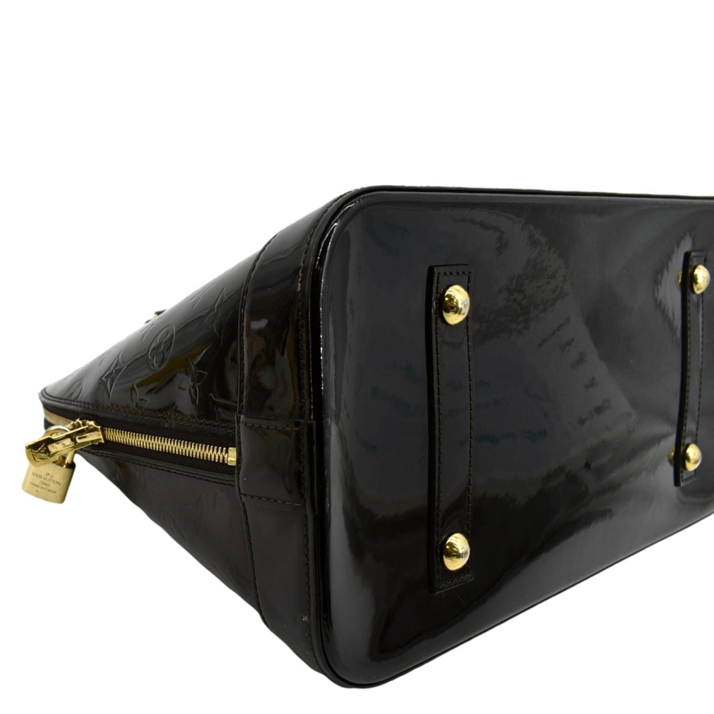 LOUIS VUITTON Alma GM Monogram Vernis Leather Satchel Bag Amarante