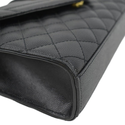 YVES SAINT LAURENT Envelope Flap Matelasse Leather Crossbody Bag Black