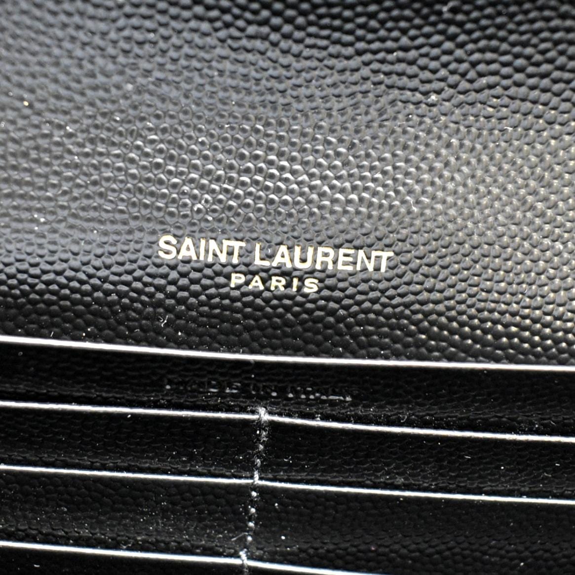 YVES SAINT LAURENT Envelope Flap Matelasse Leather Wallet Black