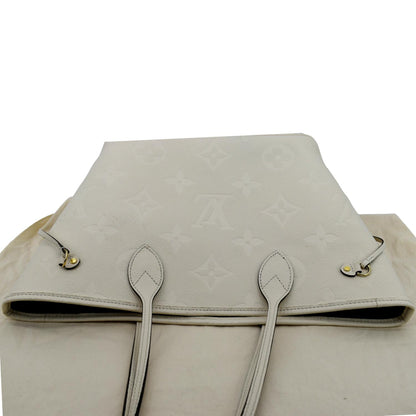 LOUIS VUITTON Neverfull MM Monogram Empreinte Tote Bag Beige