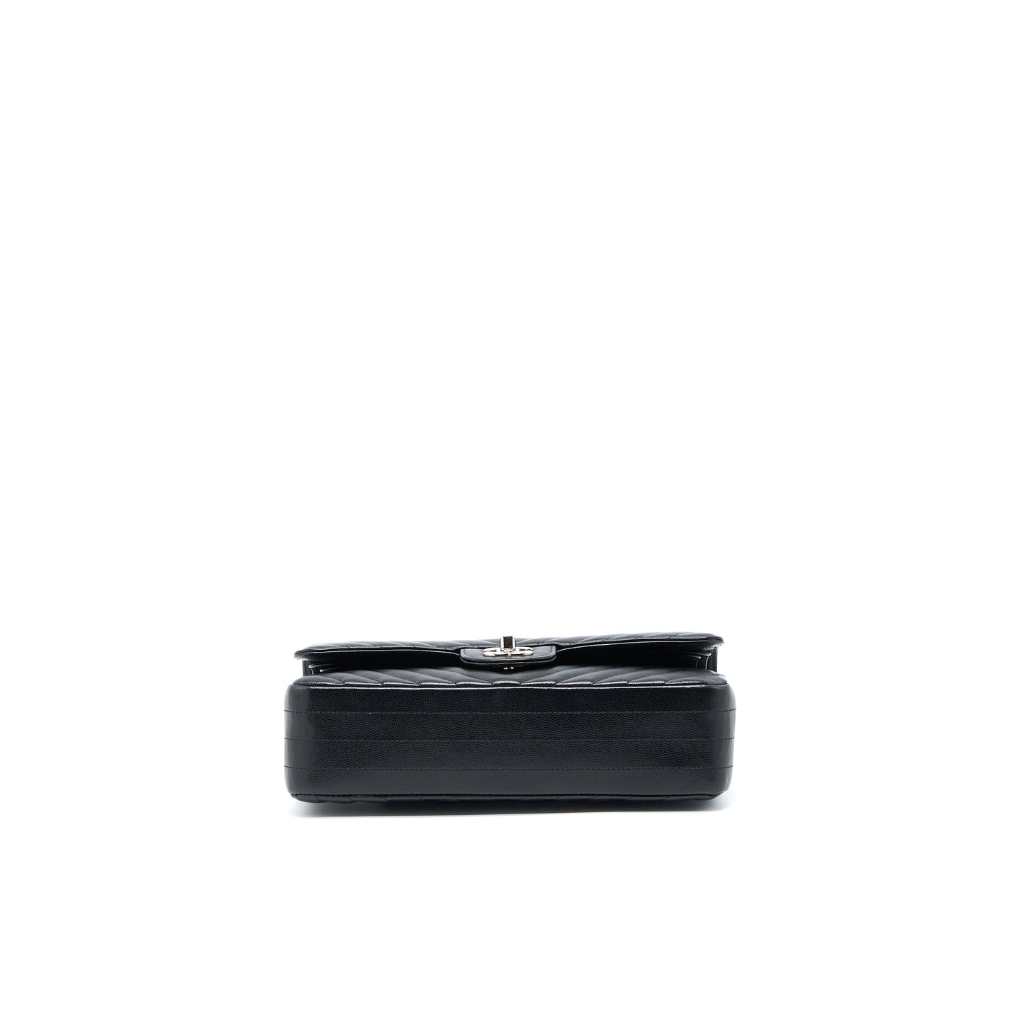Chanel Medium Classic Double Flap Bag Chevron Caviar Black