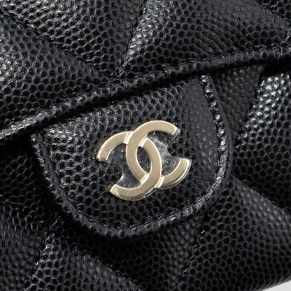 Chanel Card Holder With Chain Caviar Black L