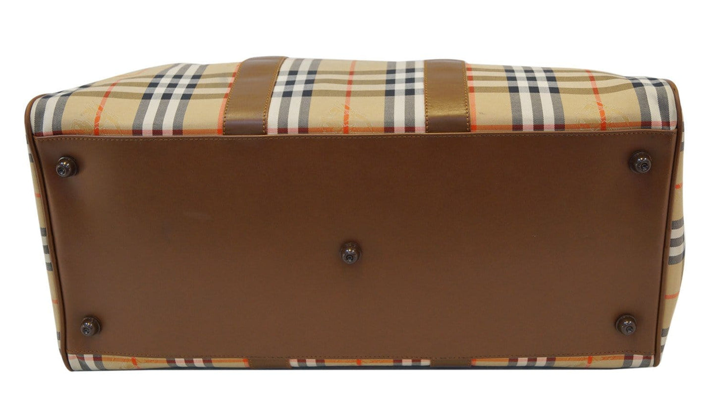 Burberry Travel Bag Nova Check Brown Leather - Burberry Luggage
