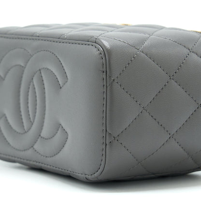 Chanel 22A Top Handle Long Vanity With Chain Lambskin Grey L