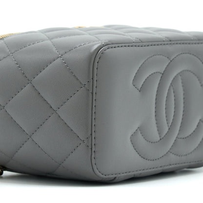 Chanel 22A Top Handle Long Vanity With Chain Lambskin Grey L