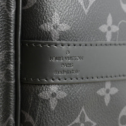 LOUIS VUITTON Keepall 55 Bandouliere Monogram Eclipse Travel Bag Black