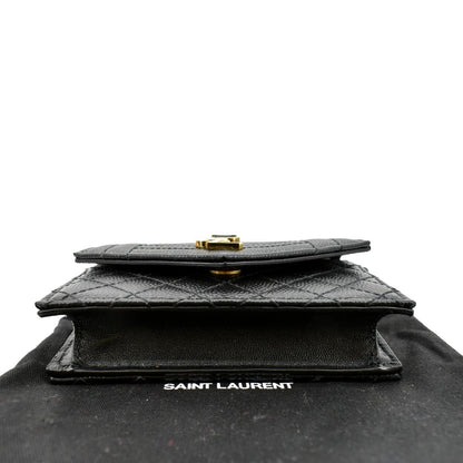 YVES SAINT LAURENT Gaby Small Envelope Quilted Leather Wallet Black