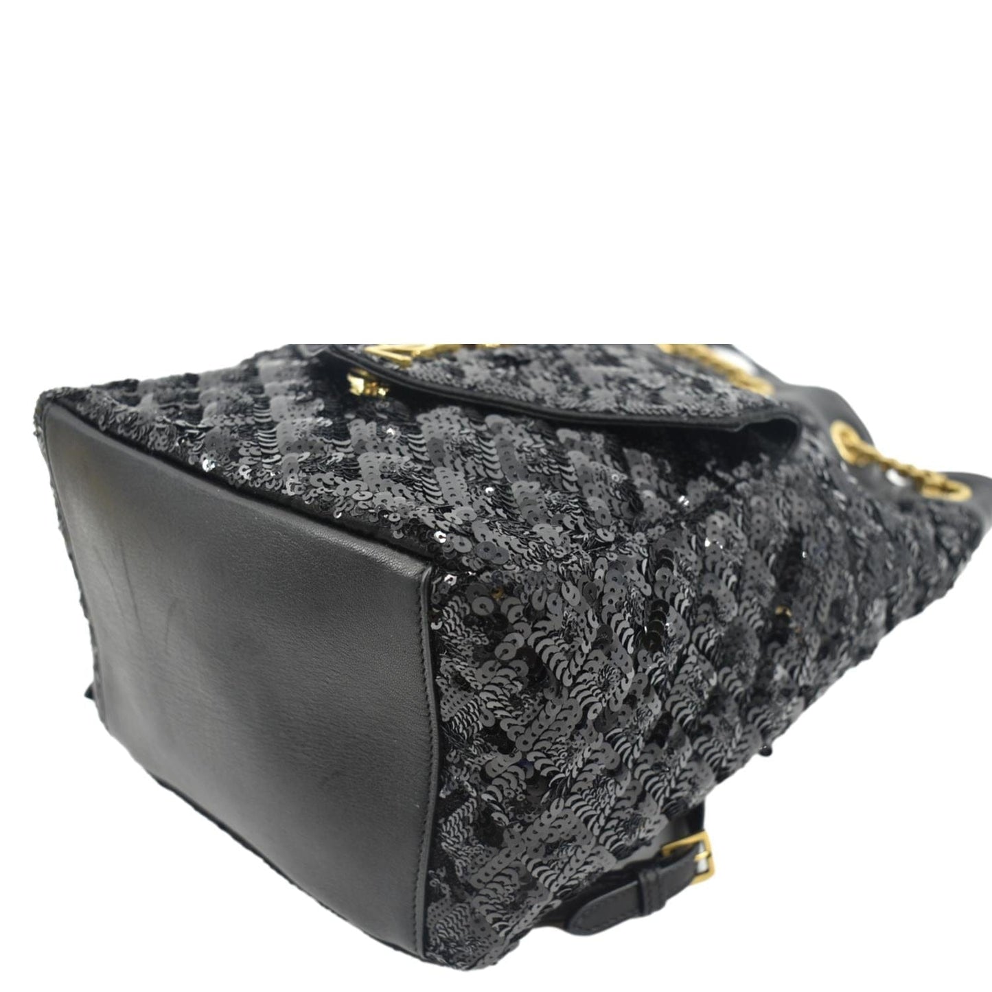 YVES SAINT LAURENT Sequin Leather Backpack Bag Black