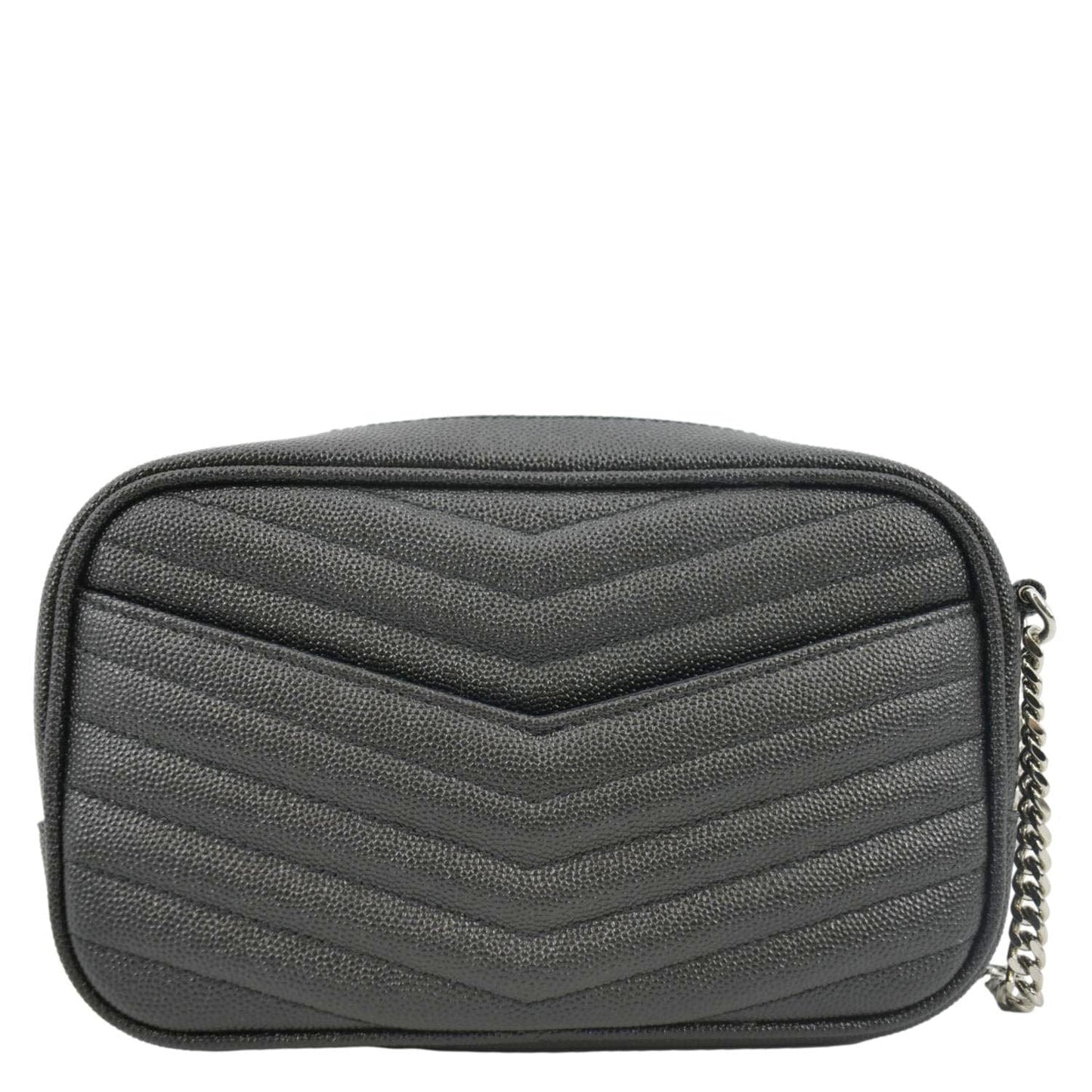 YVES SAINT LAURENT Lou Chevron Leather Camera Crossbody Bag Black