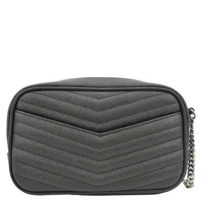 YVES SAINT LAURENT Lou Chevron Leather Camera Crossbody Bag Black