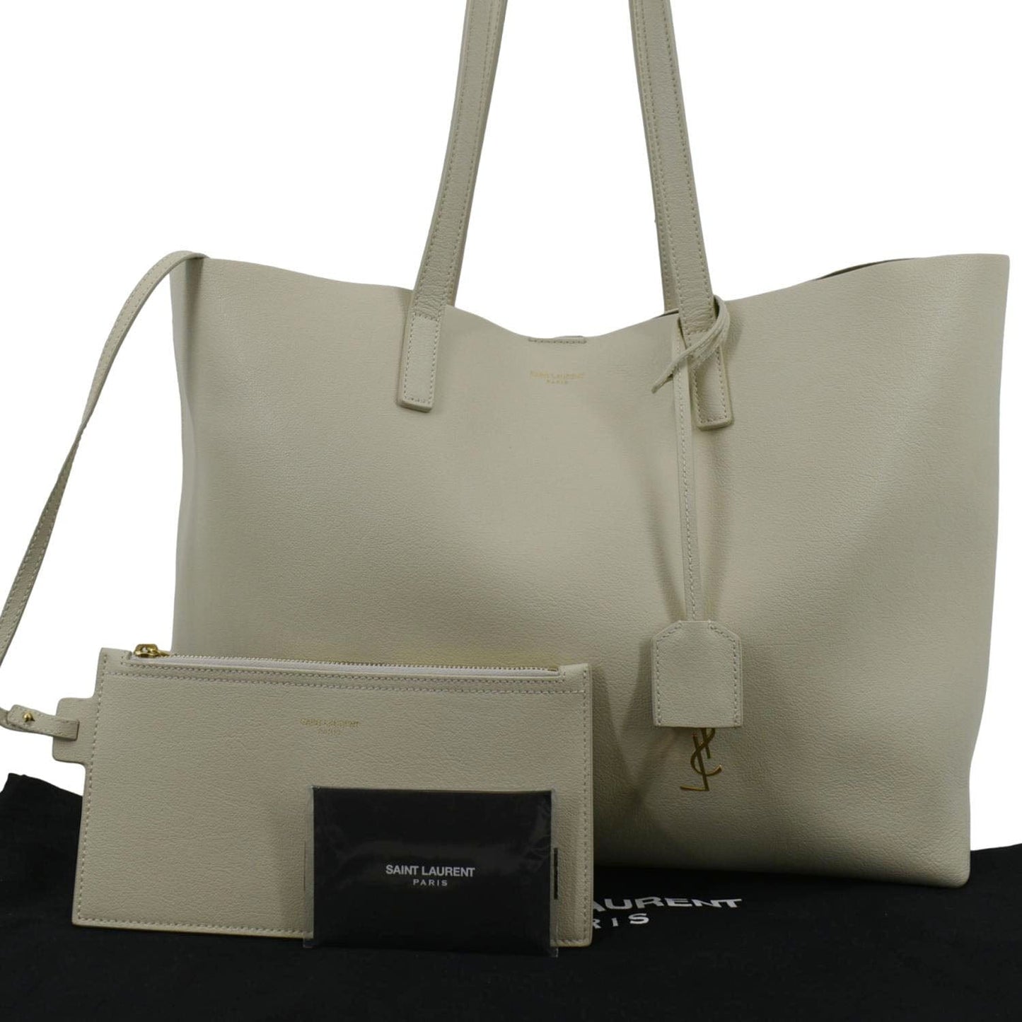 YVES SAINT LAURENT Leather Tote Bag Ivory
