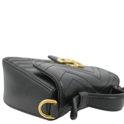 GUCCI GG Marmont Leather Top Handle Crossbody Bag Black 547260