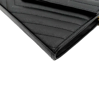 YVES SAINT LAURENT Cassandre Matelasse Chain Wallet Crossbody Bag Black