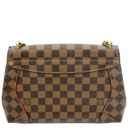 LOUIS VUITTON Caissa Chain Damier Ebene Clutch Shoulder Bag Brown