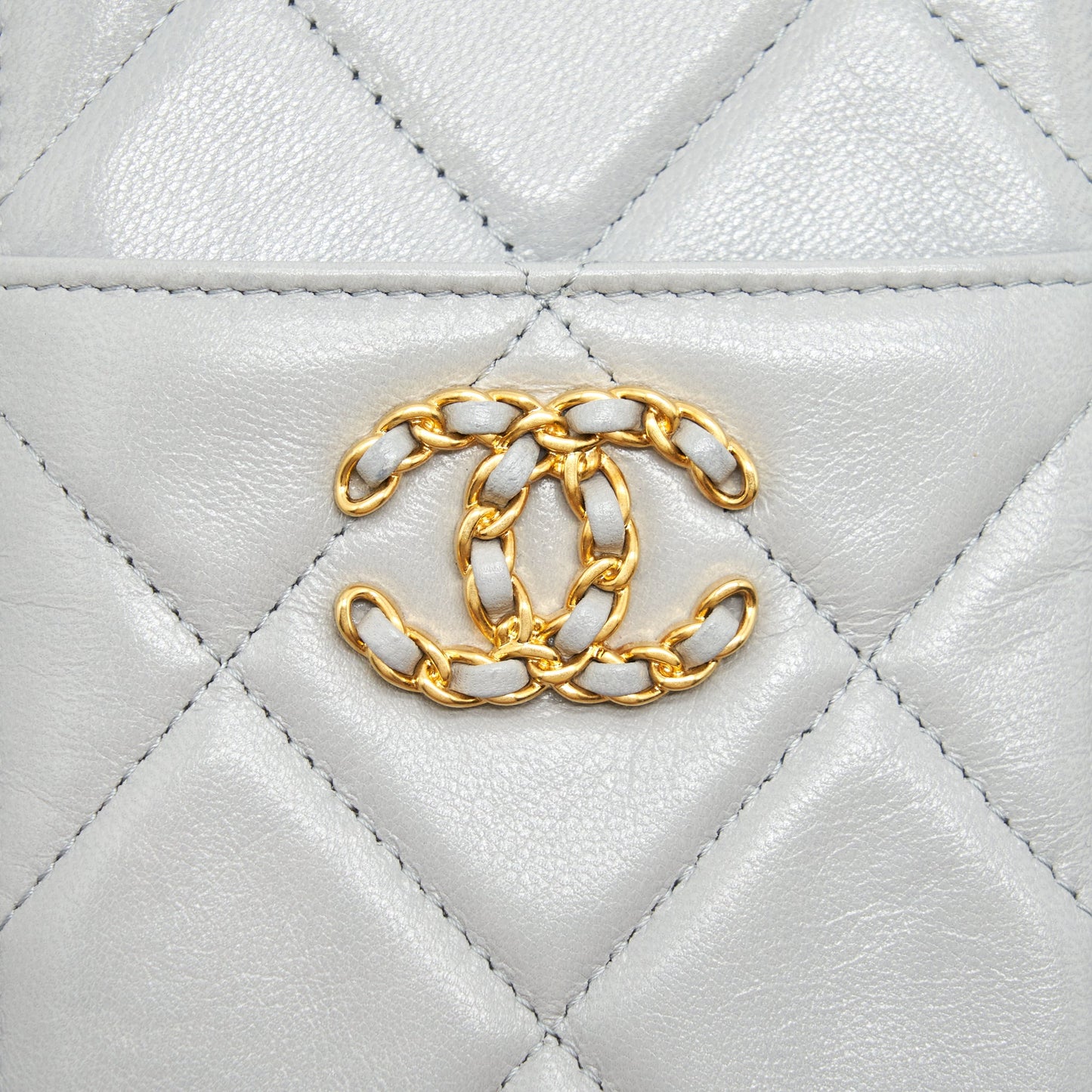 Chanel 19 Phone And Card Holder Small pouch Lambskin Grey