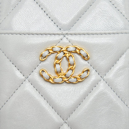 Chanel 19 Phone And Card Holder Small pouch Lambskin Grey
