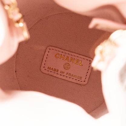 Chanel Mini Drawstring Bucket Bag Lambskin Pink L