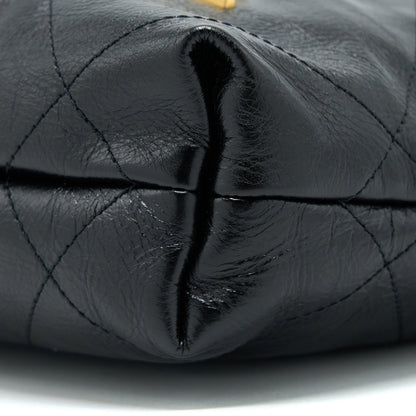 Chanel 23S Mini 22 Bag with Pearl Shiny Calfskin Black  (Microchip)