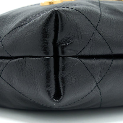 Chanel 23S Mini 22 Bag with Pearl Shiny Calfskin Black  (Microchip)