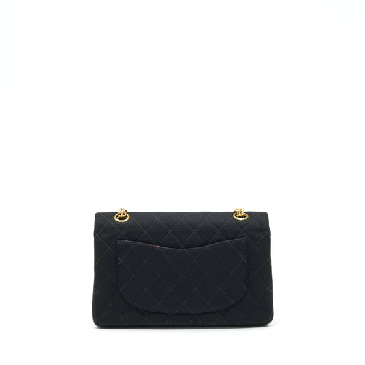 Chanel Vintage Small Classic Flap Bag Fabric Black Ruthenium